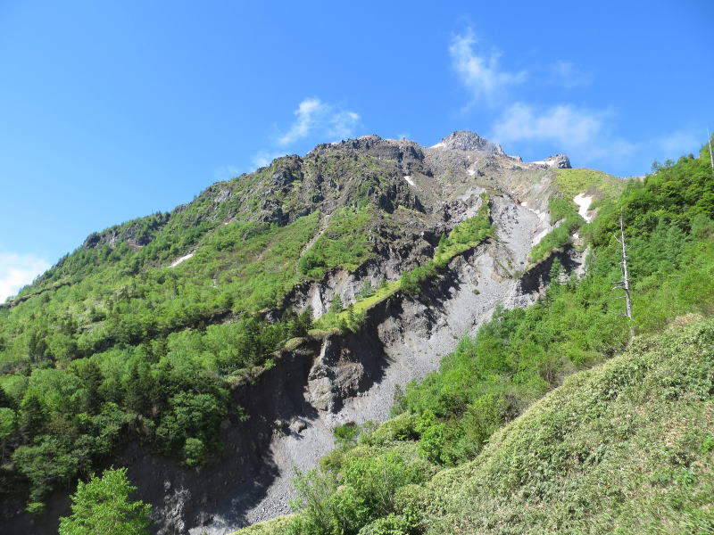 焼岳と土石流跡