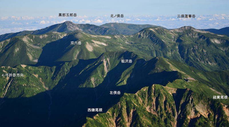 黒部五郎岳、双六岳、北ノ俣岳